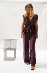 Purple Casual Withdraw Pants