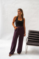 Purple Casual Withdraw Pants
