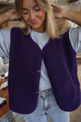 Purple Shearling Sleeveless Vest