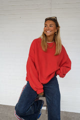 Red Loose Fit Sweatshirt