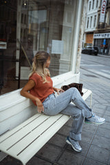 Brown Knit Sleeveless Sweater Top