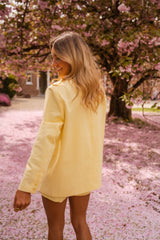 Yellow Solid Long Blazer