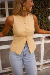 Yellow Button Down Tank Top