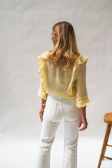 Yellow Frilled Long Sleeves Blouse