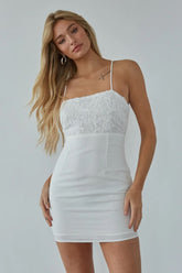 White Lace Slip Mini Dress