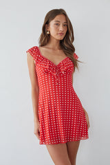 Red Heart Print Mini Dress