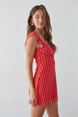 Red Heart Print Mini Dress