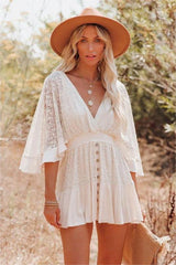 Fly Far Cotton Blend Crochet Dress