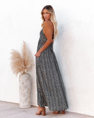 Gael Pocketed Printed Halter Maxi Dress