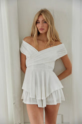 White Surplice Ruffled Romper