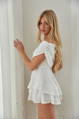 White Surplice Ruffled Romper