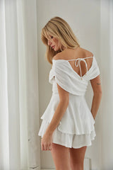 White Surplice Ruffled Romper