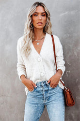 Happy Thoughts Button Front Cardigan - Ivory