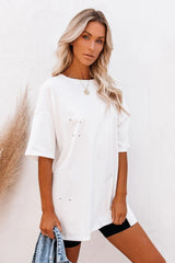 His Cotton Oversized Tee - White