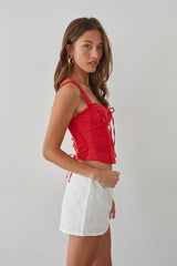 White Eyelet Lace Mini Skort