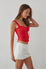 White Eyelet Lace Mini Skort