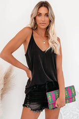 Just A Dream Knit Cami Tank - Black