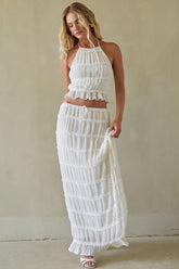 White Ruched Halter Top