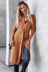 Kavi Pocketed Belted Knit Duster Cardigan - Camel - FINAL SALE