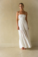 White Lace Cutout Maxi Dress