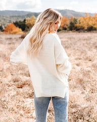Kick The Dust Mock Neck Knit Sweater - Ivory