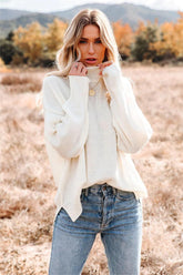 Kick The Dust Mock Neck Knit Sweater - Ivory