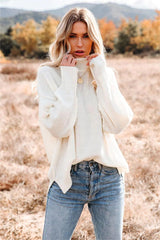 Kick The Dust Mock Neck Knit Sweater - Ivory