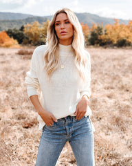 Kick The Dust Mock Neck Knit Sweater - Ivory