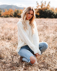 Kick The Dust Mock Neck Knit Sweater - Ivory