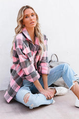 Larry Pocketed Buffalo Plaid Shacket - Pink