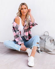 Larry Pocketed Buffalo Plaid Shacket - Pink