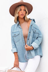 Lassie Button Down Denim Shacket - Light Wash
