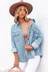 Lassie Button Down Denim Shacket - Light Wash