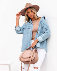 Lassie Button Down Denim Shacket - Light Wash