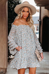 Laza Floral Pocketed Off The Shoulder Dress