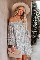 Laza Floral Pocketed Off The Shoulder Dress