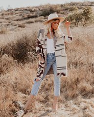 Lazy Bear Pocketed Fuzzy Knit Coatigan - Cream