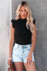 Let Me See Your Halo Ribbed Top - Black