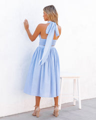 Lisa Cotton Blend Halter Crop Top - Blue