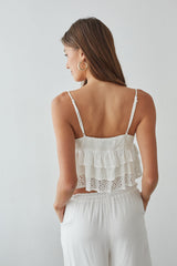 Margaret Ditsy Eyelet Tiered Ruffle Top