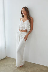 White Eyelet Tiered Ruffle Top
