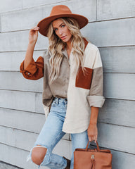 Mav Cotton Corduroy Colorblock Shacket