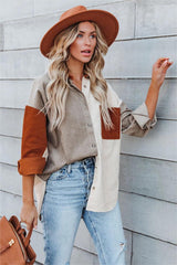 Mav Cotton Corduroy Colorblock Shacket