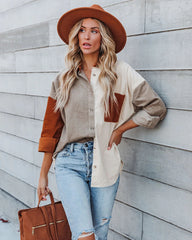Mav Cotton Corduroy Colorblock Shacket