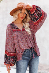 Maximus Printed Balloon Sleeve Top