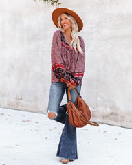 Maximus Printed Balloon Sleeve Top