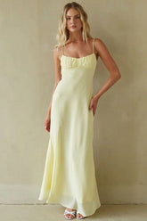 Solid Backless Chiffon Maxi Dress