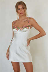 White Satin Slip Mini Dress