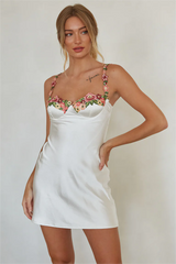 White Satin Slip Mini Dress