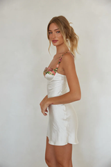 White Satin Slip Mini Dress